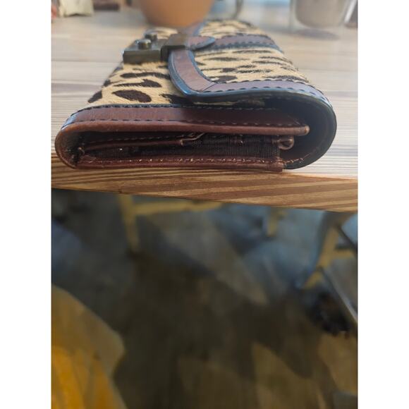 Fossil Full Size Leopard Calf Hair & Brown Leather Wallet - Picture 14 of 15